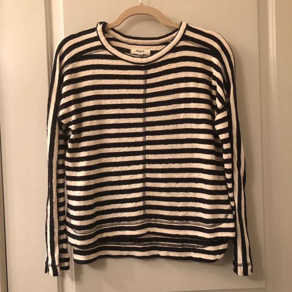Madewell Black & Cream Striped Sweatshirt